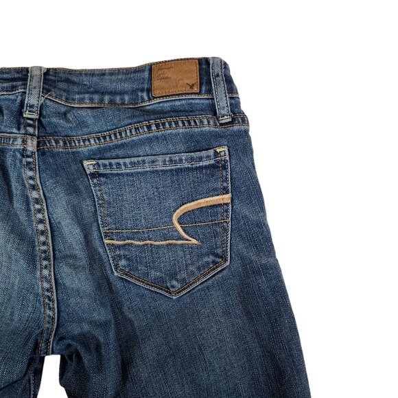 American Eagle Jeans Women 2 28x31 Stretch Skinny Low Rise Denim Medium Wash - Picture 9 of 13